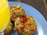 Slow-roasted piri piri spiced tomatoes with spinach in savoury muffins