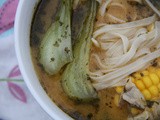 Udon and veg in a miso, sweet potato and herb soup: dinner at Deena’s and a giveaway