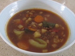 French Lentil vegetable soup with a hint of chilli