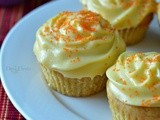 Cantaloupe Cupcake with Cantaloupe Cream cheese frosting |Muskmelon Cupcakes