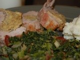 Stuffed Pork Tenderloin and Kale Tossed with Bacon