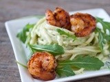 Avocado Alfredo Pasta with Spicy Shrimp