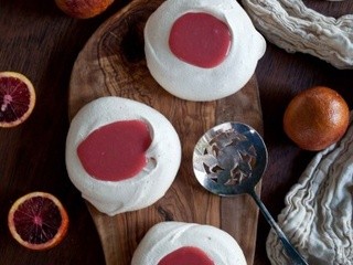 Mini Pavlovas with Blood Orange Curd