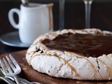 Passover Dessert: Toasted Coconut Pavlova with Cocoa Pudding and Caramel Sauce