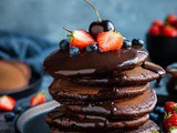 Fluffy Vegan Chocolate Pancakes With Chocolate Sauce