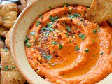 Roasted Red Pepper And Chilli Hummus With Home-Made Pitta Chips