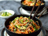 Spiralized Vegetable Noodle Bowls With Peanut Sauce & An oxo Spiralizer Giveaway