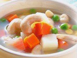 Beans, cashew kernels onion soup