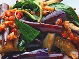 Bolognese sauce fried eggplant purple