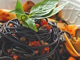 Spaghetti with tomato sauce seafood squid