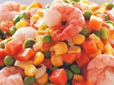 Tricolor vegetables fried shrimp