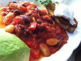Organic poached eggs with Tuscan beans cooked in tomato, garlic & sage / Weekend Breakfast Feasts