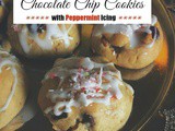 Festive Chocolate Chip Cookies with Peppermint Icing