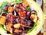 Grilled chicken and craisins salad with garlic croutons