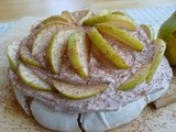 Cinnamon, chocolate and pear pavlova