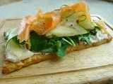 Smoked salmon, basil and courgette rustic tart