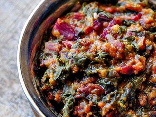 Beetroot Leaves Dal - Masoor Dal Recipe with Beet Leaves