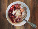 Superseed porridge with rhubarb, blood oranges + tahini