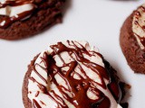 Soft and chewy chocolate cookies with melted marshmallows