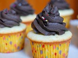 White cupcakes with chocolate buttercream