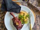 Braised lamb shanks with zucchini and leeks and parmesan chips