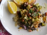 Roasted Caulifower, broccoli with mushrooms, nuts and Moroccan spices