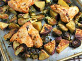 Sheet Pan Chicken Dinner with Brussels Sprouts and Sweet Potatoes