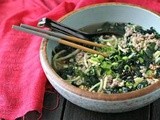 Spicy Pork Soup with Kale and Japanese Sweet Potato “Noodles”