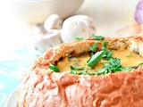 Spinach & Mushroom Omelet baked in a Bread Boule