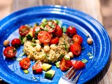 Quinoa Cakes with Tomato and Chickpea Relish