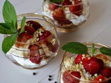 Dessert with strawberries/ Dessert mit Erdbeeren/ Deser z truskawkami