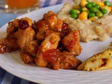 Orange Chicken with Walnut, Aprictots and Cranberry served with Mashed Potatoes and Veggies