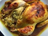Moroccan Chicken m'qualli and stuffed with sweet couscous, a combination out of this world