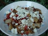 Fried Potatoes with Red Pepper and Blue Cheese