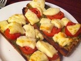 Midnight Feasts; Brie, Pesto and Tomato Bruschetta