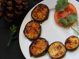 Baigan bhaja (Bengal style shallow fried marinated slices of Aubergines)