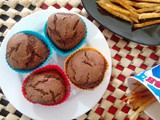 Eggless Butter less Whole Wheat Chocolate Muffins