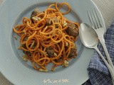Sweet potato spaghetti + walnut-sage meatballs