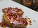 Baked Pear & Pomegranate w/ Sake Maple Reduction