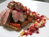 Steak & Squash Sandwich w/ Pomegranate Corn Relish & SpicySweet Radish Chips