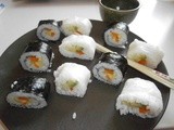 Makis with cucumber, carrots and avocado