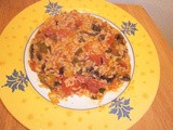 Risotto with tomato, mushroom and chorizo