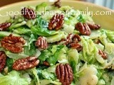 Brussels Sprout Slaw with Mustard Dressing and Maple Glazed Pecans