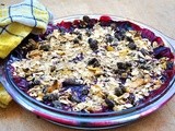 Plum and Blackberry Muesli Crumble with Blackberry Sorbet