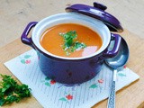 Roasted Tomato and Bell Pepper Soup with Crunchy Sweet Corn