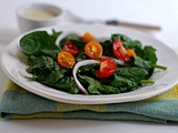 Spinach Salad with Creamy Sunflower Seed Dressing ( Vegan, Gluten-Free, Raw)