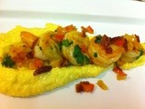 Shrimp and Grits topped with bacon