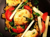 Curried scallops with coconut and coriander dahl and apple salad by Shaun Rankin