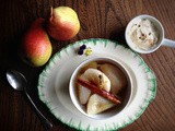 Spiced poached pear with cardamon cream