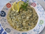 Spanakoryzo Avgolemono (Spinach Risotto with Egg-Lemon sauce)